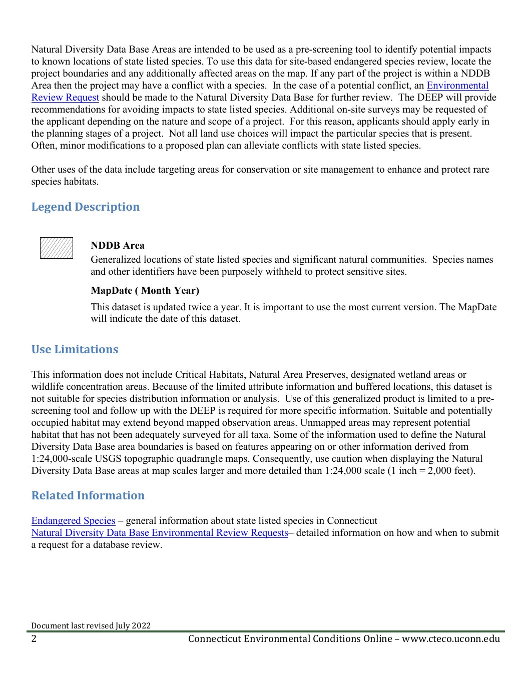 Page 2 preview of Connecticut Natural Diversity Data Base Resource Guide
