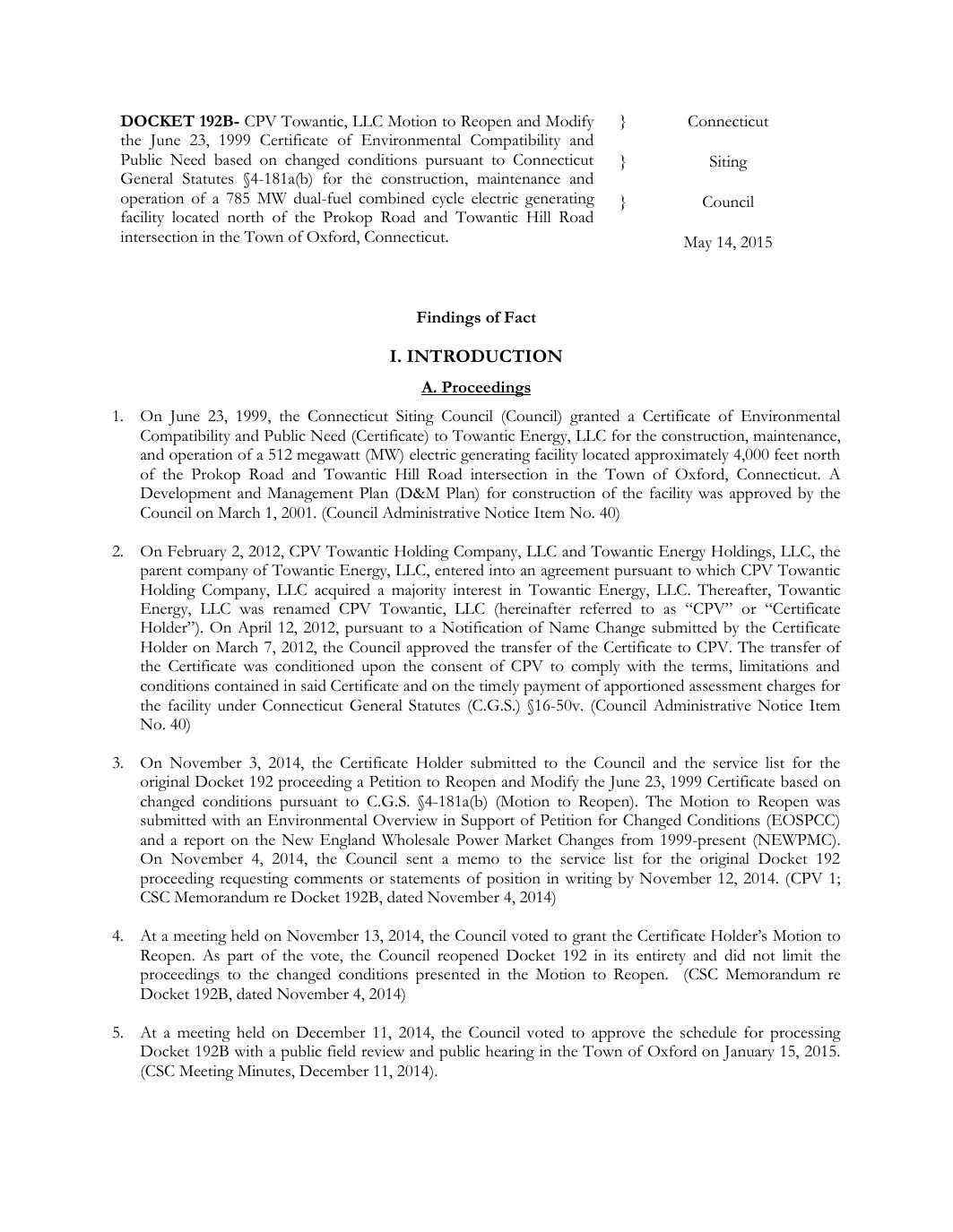 Page 1 preview of Connecticut Siting Council Docket 192B Final Decision