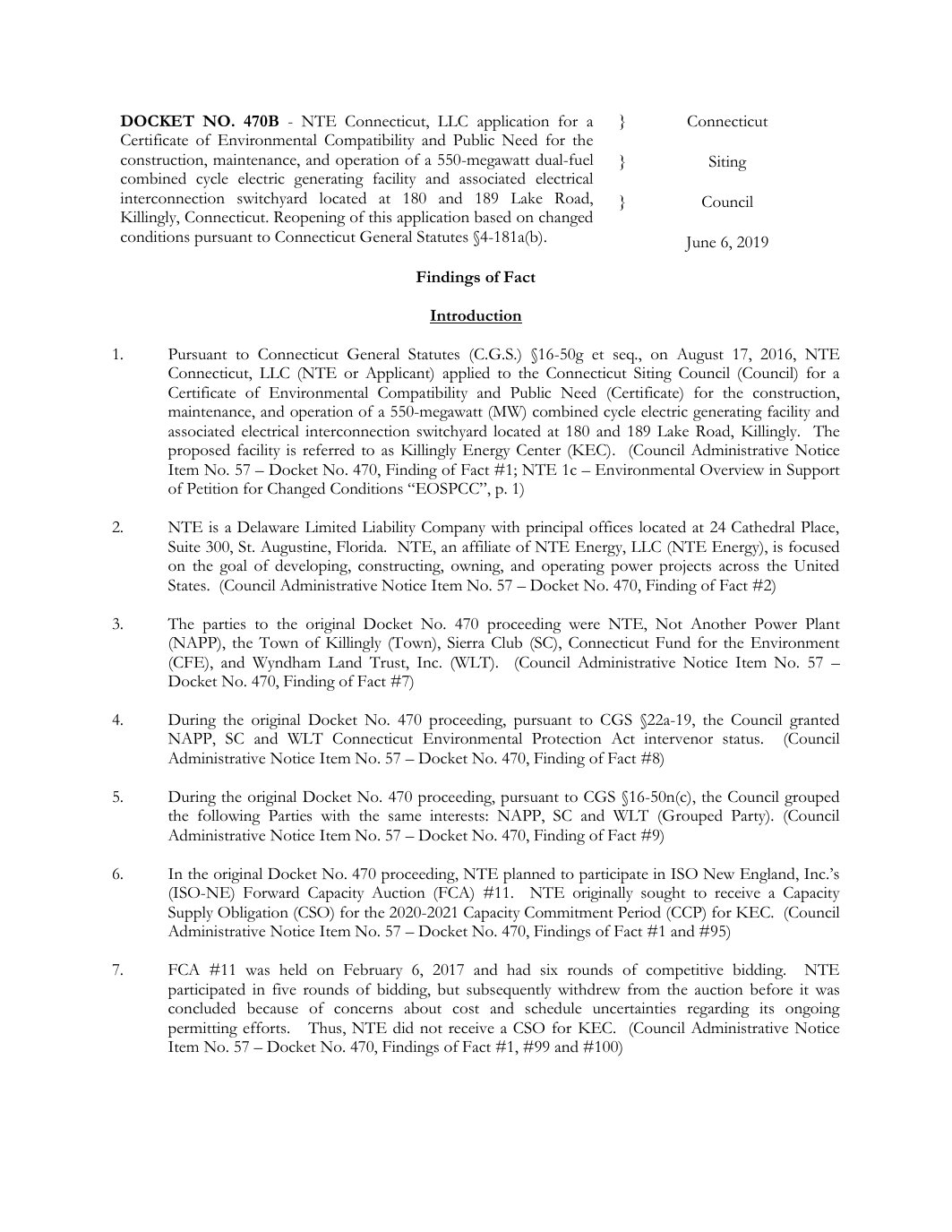Page 1 preview of Connecticut Siting Council Docket 470B Final Decision