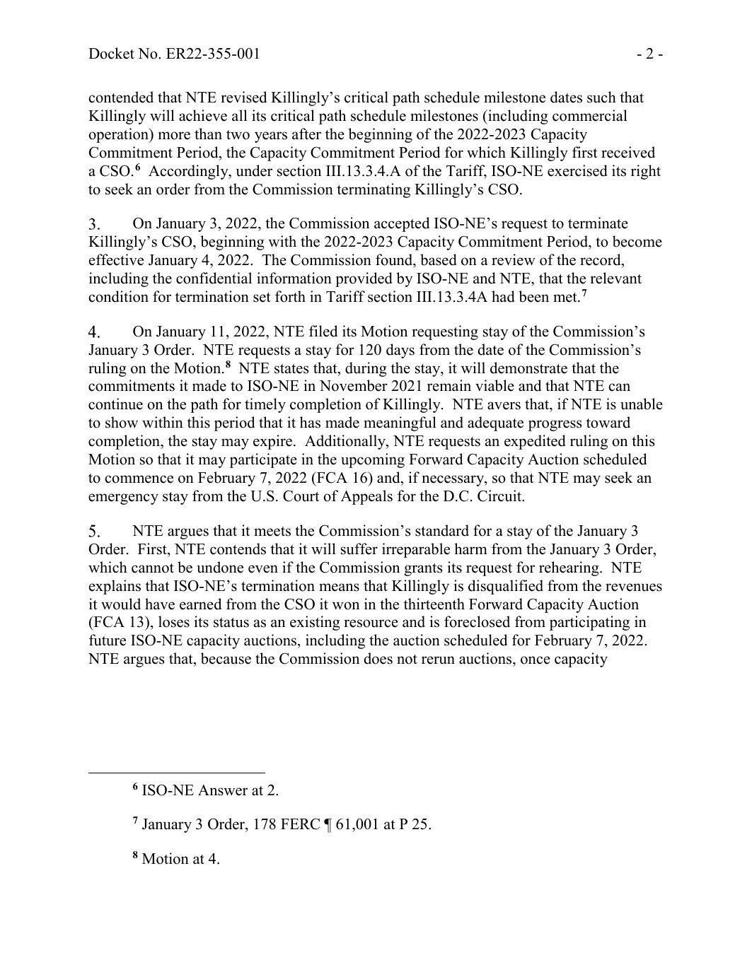 Page 2 preview of FERC Order Denying Stay for Killingly Energy Center