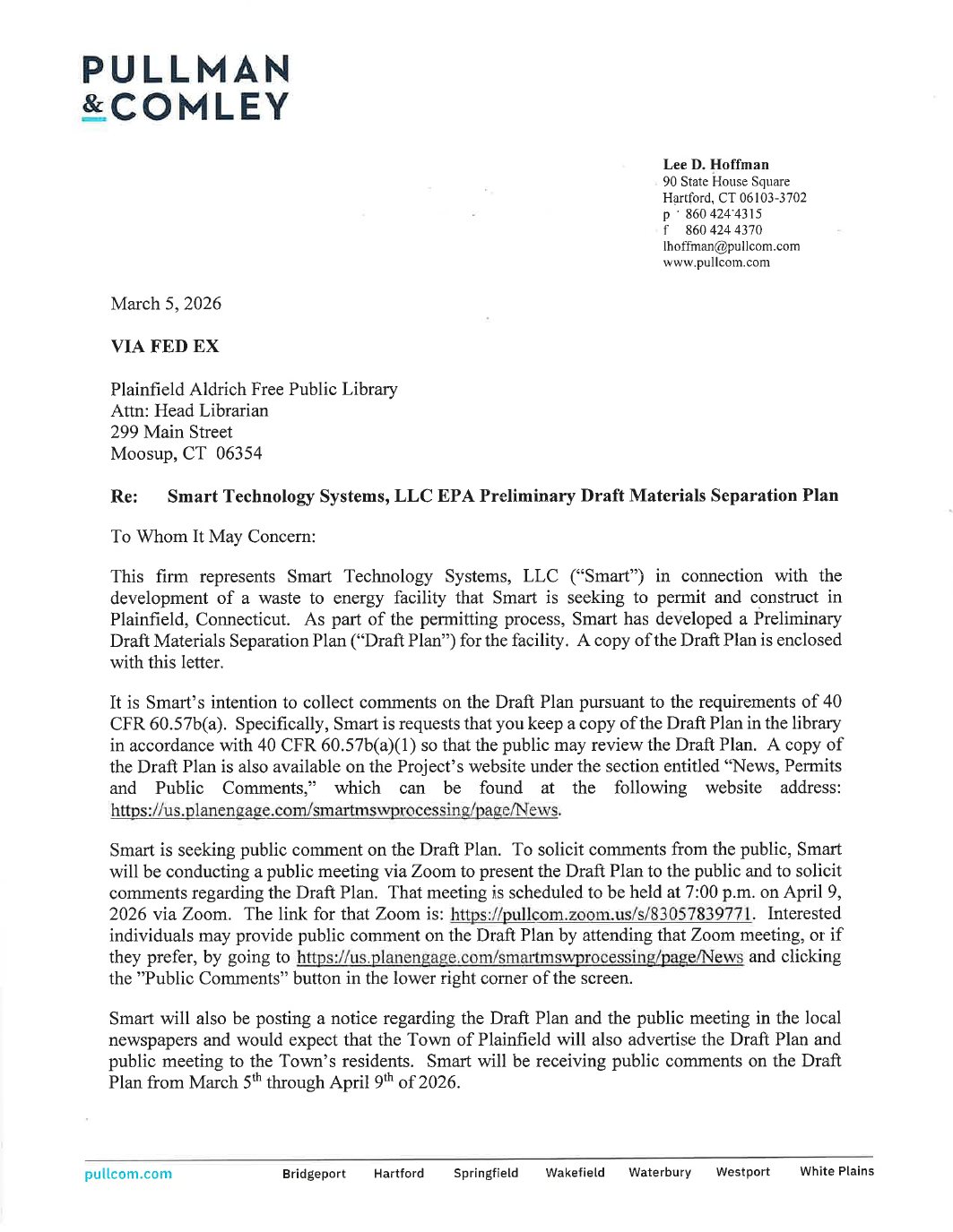 Page 1 preview of SMART Materials Separation Plan Public Notice Letter
