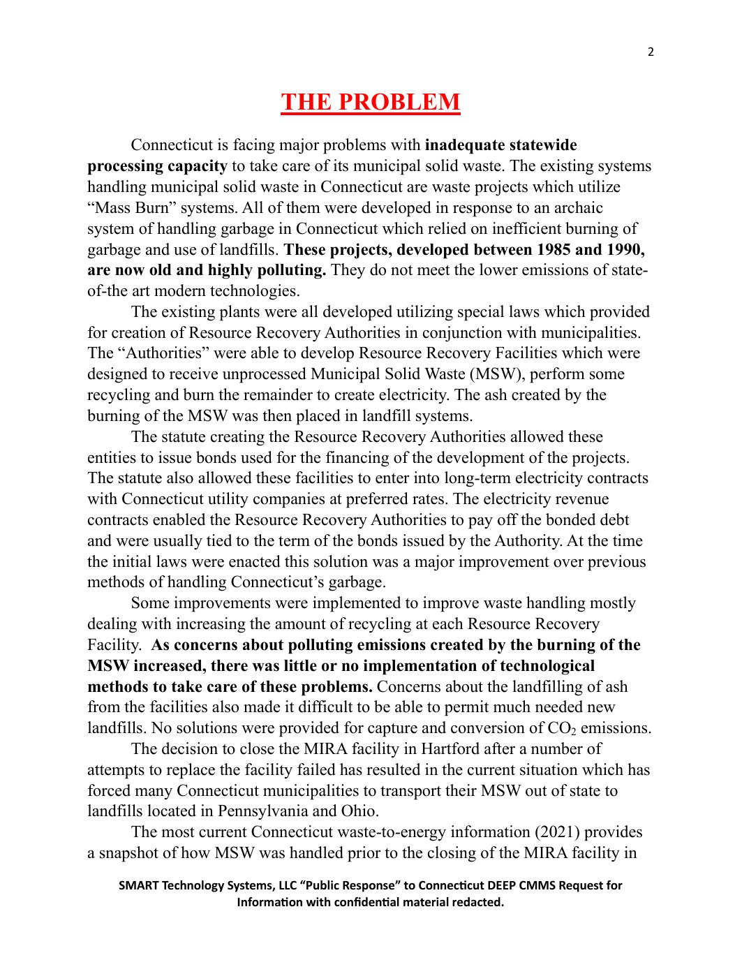 Page 2 preview of SMART Response to DEEP's Waste Infrastructure Request for Information