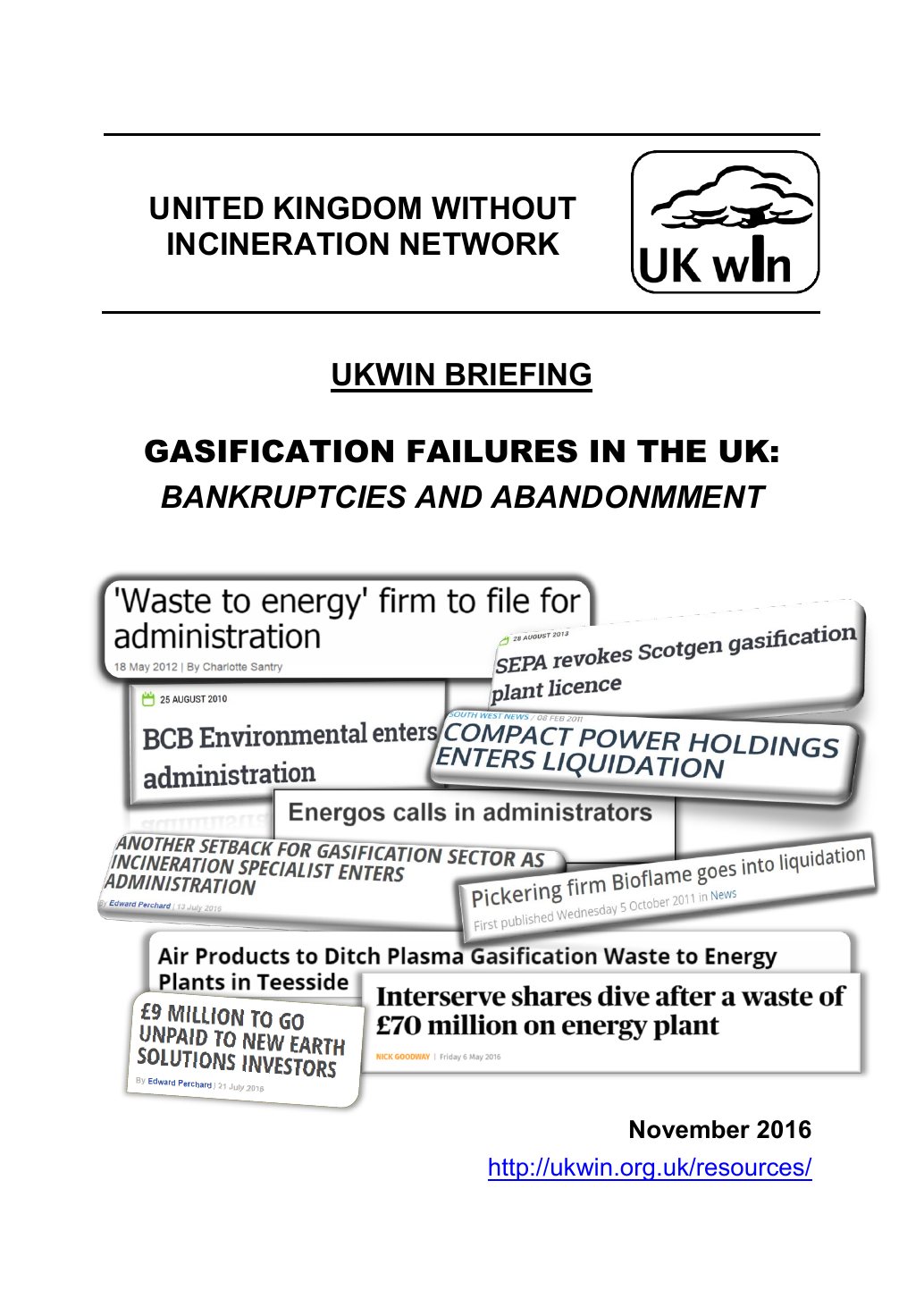 Page 1 preview of Gasification Failures in the United Kingdom