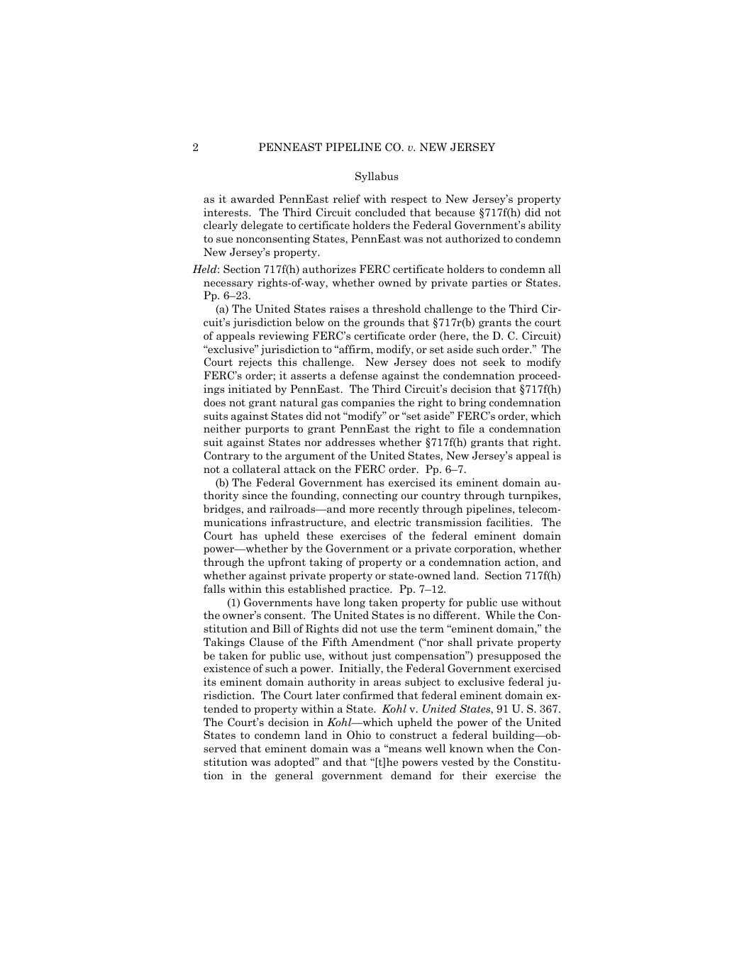 Page 2 preview of United States Supreme Court Opinion in PennEast Pipeline Co. v. New Jersey